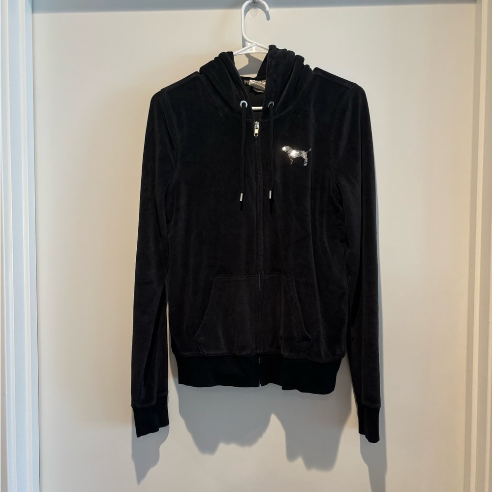 Victoria's Secret PINK Las Vegas Velour Black Hoodie